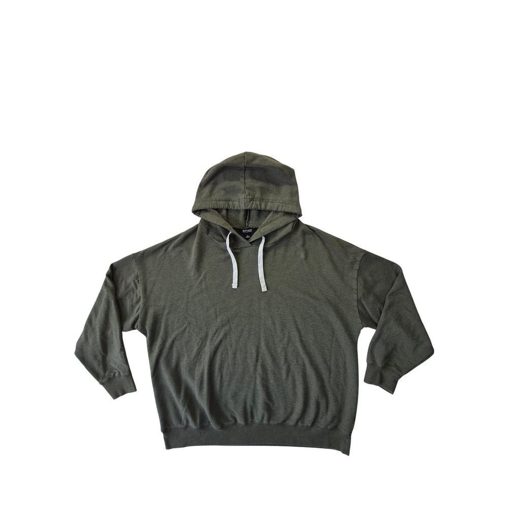 Buffalo David Bitton Mens XL Olive Green Fleece Pullover Hoodie Oversized